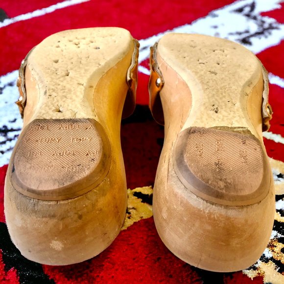 SALPY Handmade Shoes Orange Leather Wooden Mule Style Anna - Picture 13 of 15